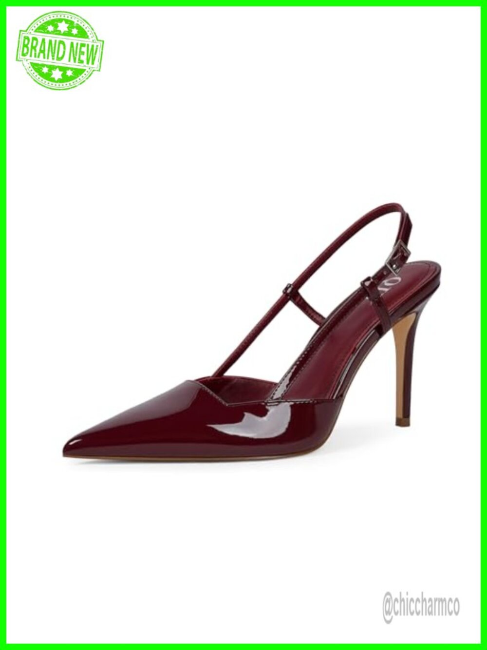Slingback Stiletto Heels Pointed Toe Faux Leather Dressy Pumps